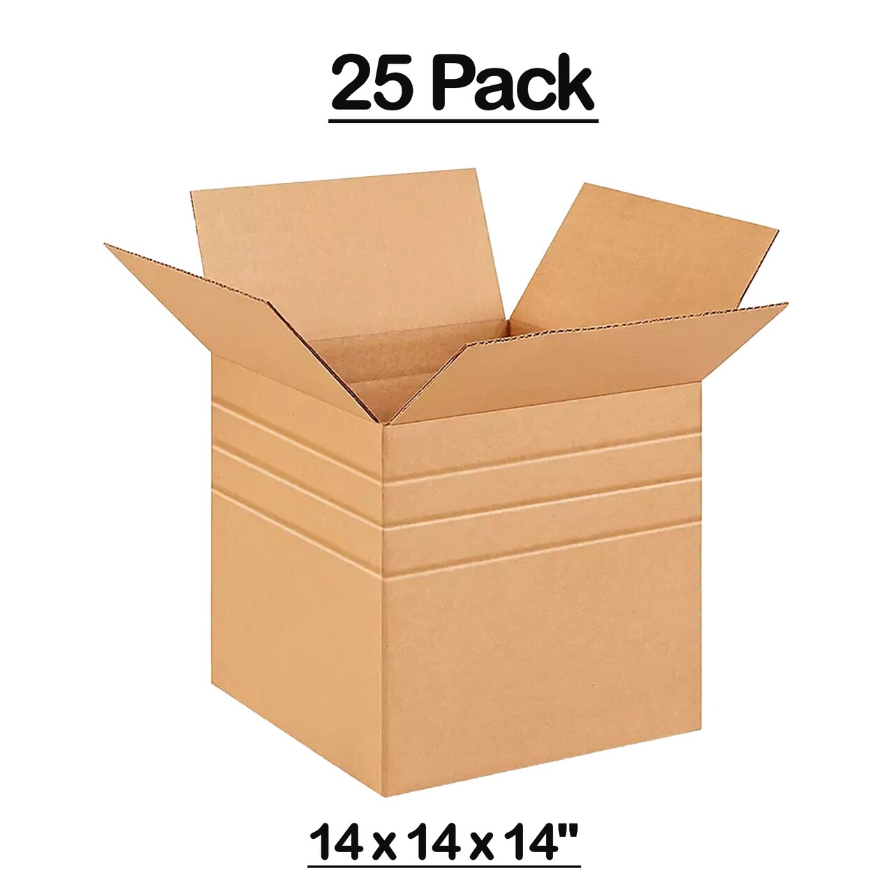 25 Pack Multi Depth Corrugated Shipping Boxes for Moving Packing and Storage 14 x 14 x 14 inch